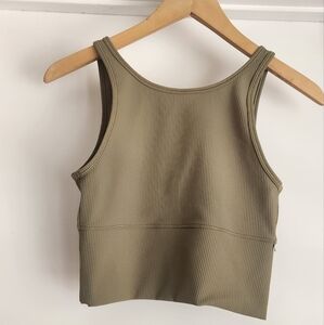 Lululemon Olive Ribbed‎ Tank Top Size 4 | Athleisure | Bodycon